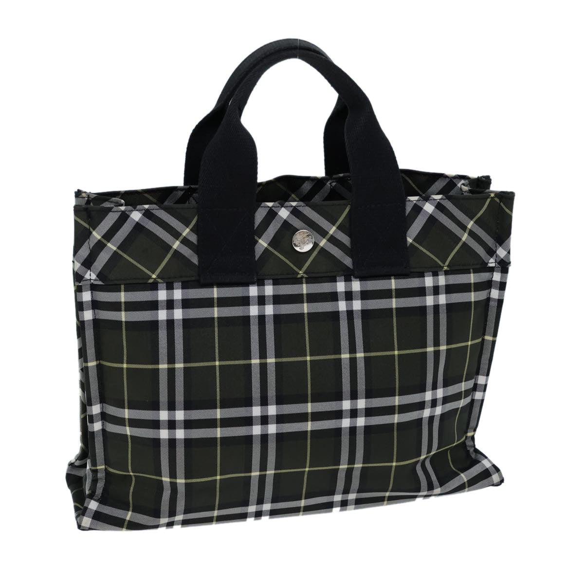 Burberry Luxury Nova Check Hand Bag Auth Kk224 Nylon Black Green Travel Bag