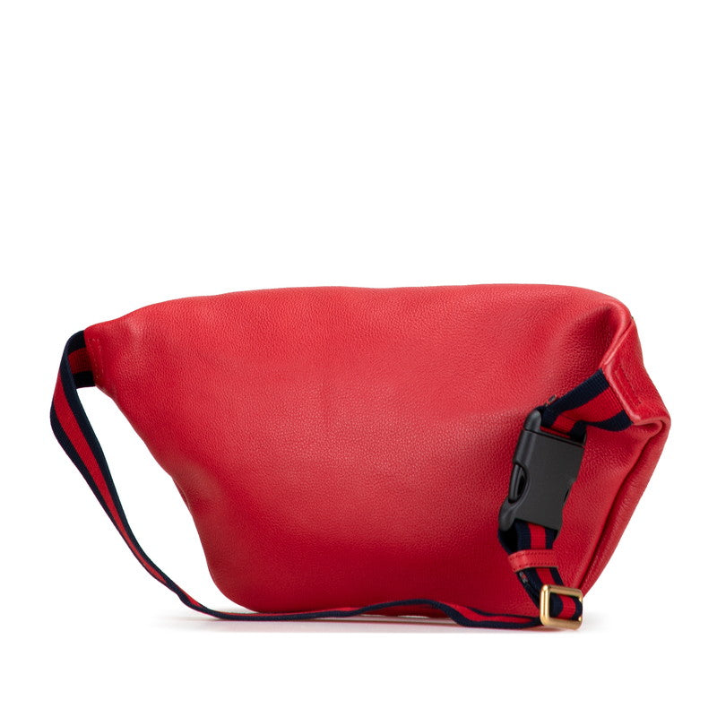 Gucci Print Shearling Line Waist Bag Leather Logo Travel Bag