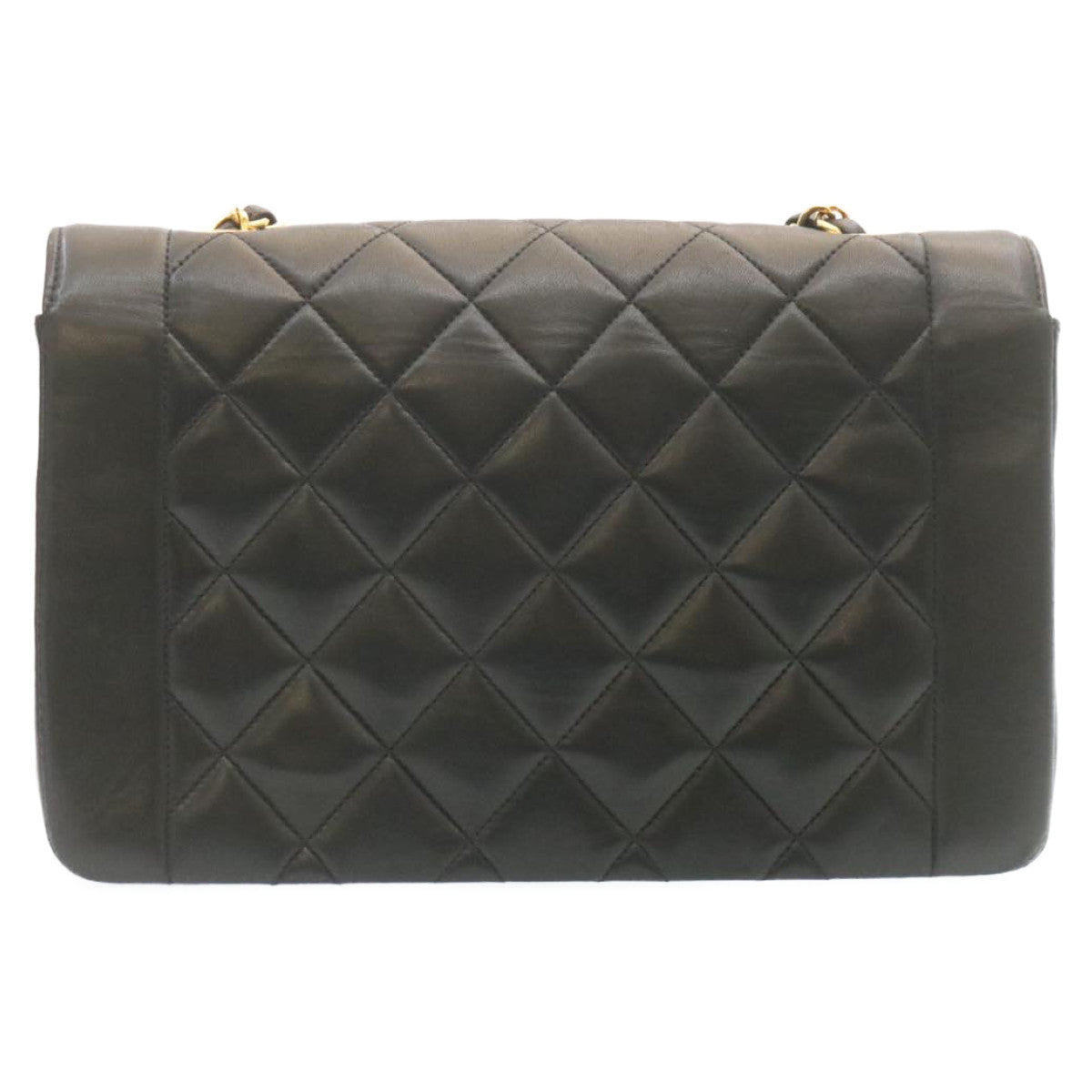 Chanel Chain Turn Lock Diana Matelasse Shoulder Bag Lamb Skin Black Auth knn