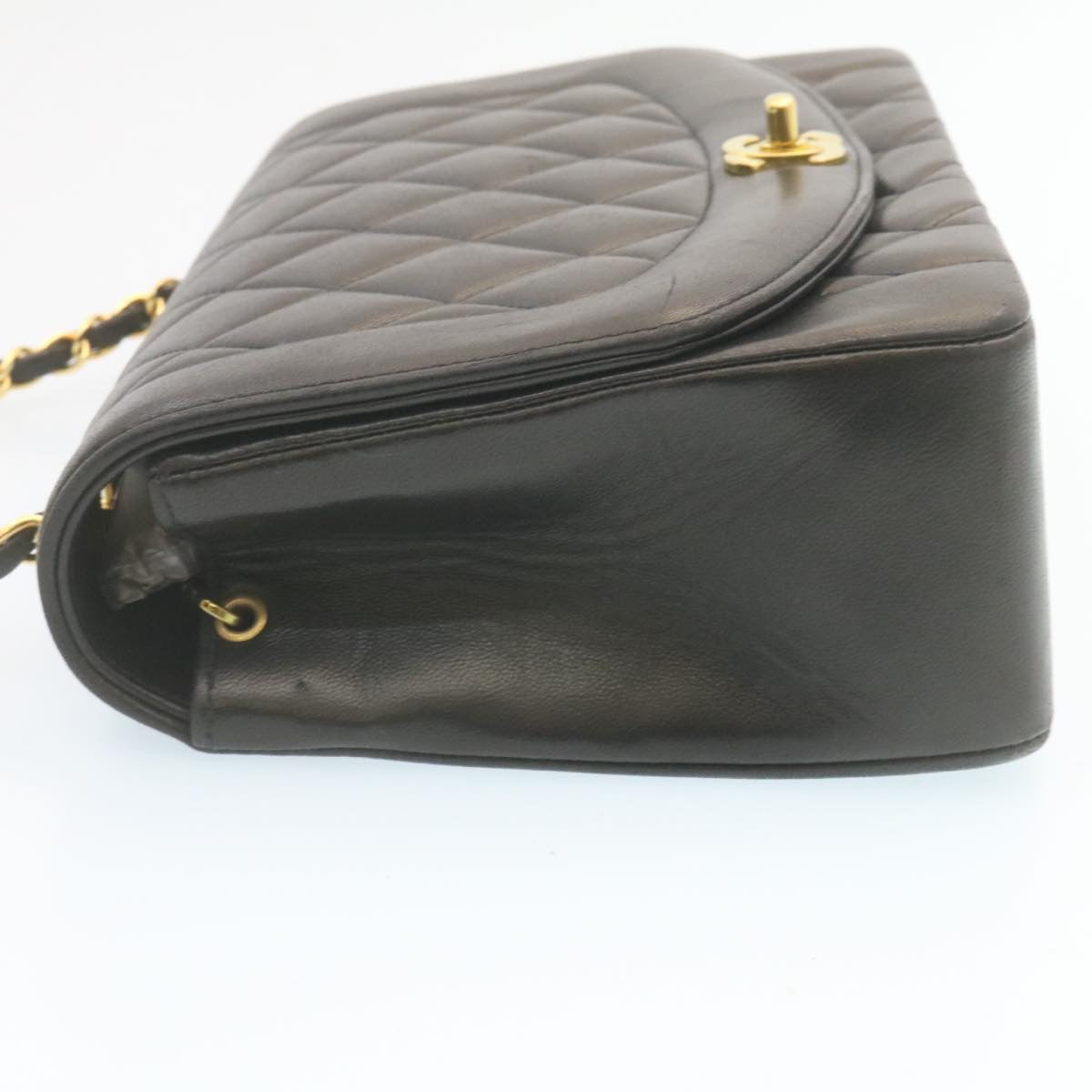 Chanel Chain Turn Lock Diana Matelasse Shoulder Bag Lamb Skin Black Auth knn