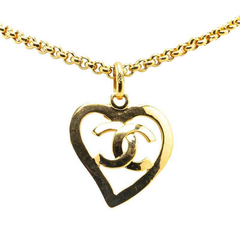 Chanel Gold-plated Coco Mark Heart Motif Necklace 95P Bag