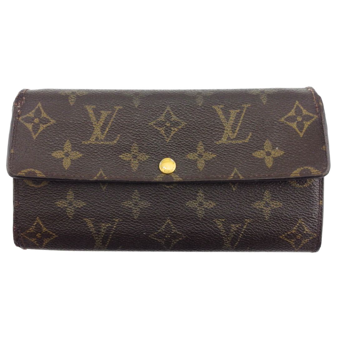 Louis Vuitton Long Purse x Portefeuille Sara Brown Beige Wallet Case