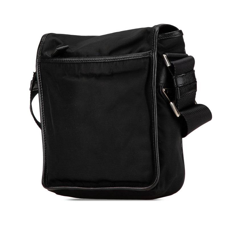 Prada Triangle Plate Shoulder Bag Leather Nylon Logo