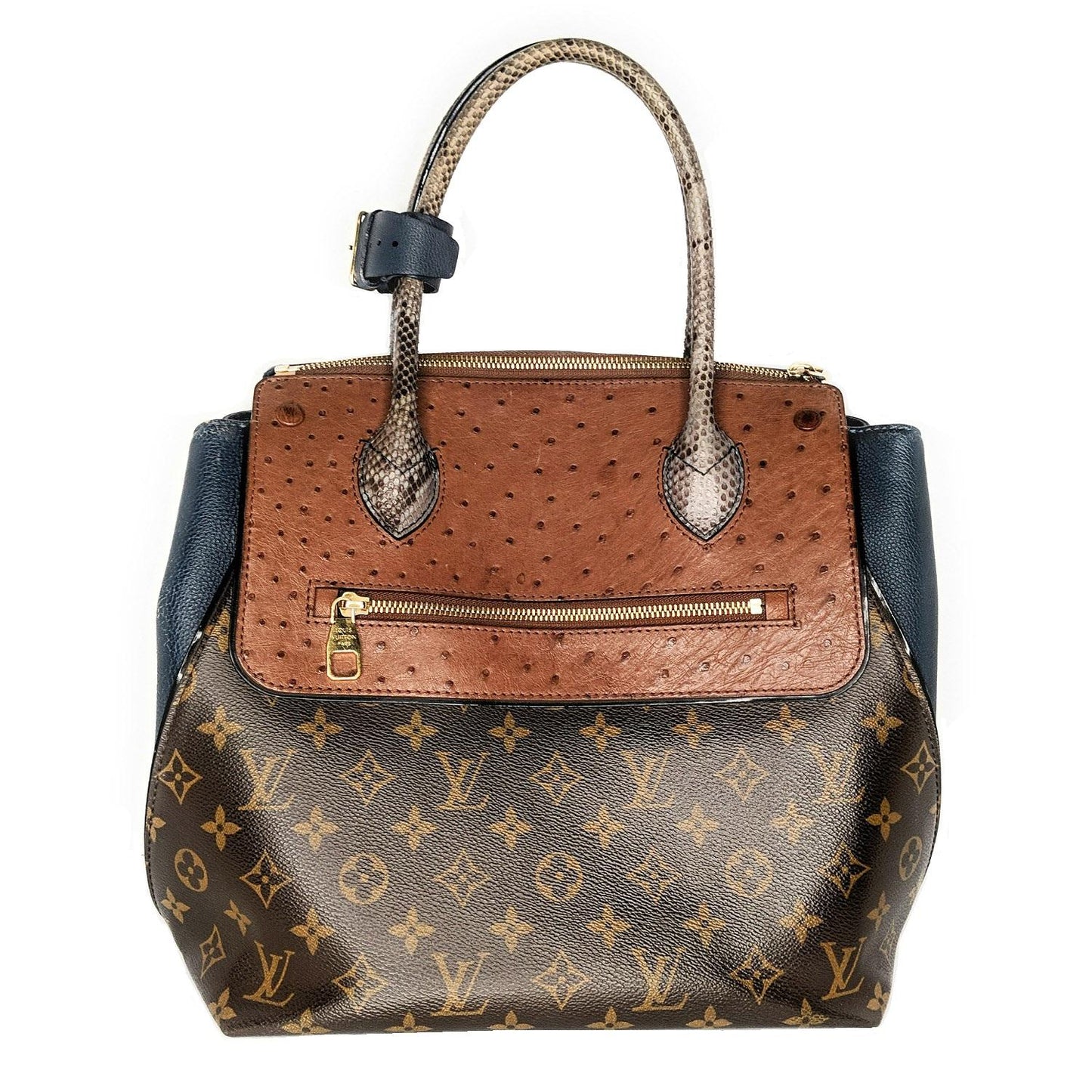 Louis Vuitton Majestuex Ostrich Python Satchel Leather Blue Tote Bag