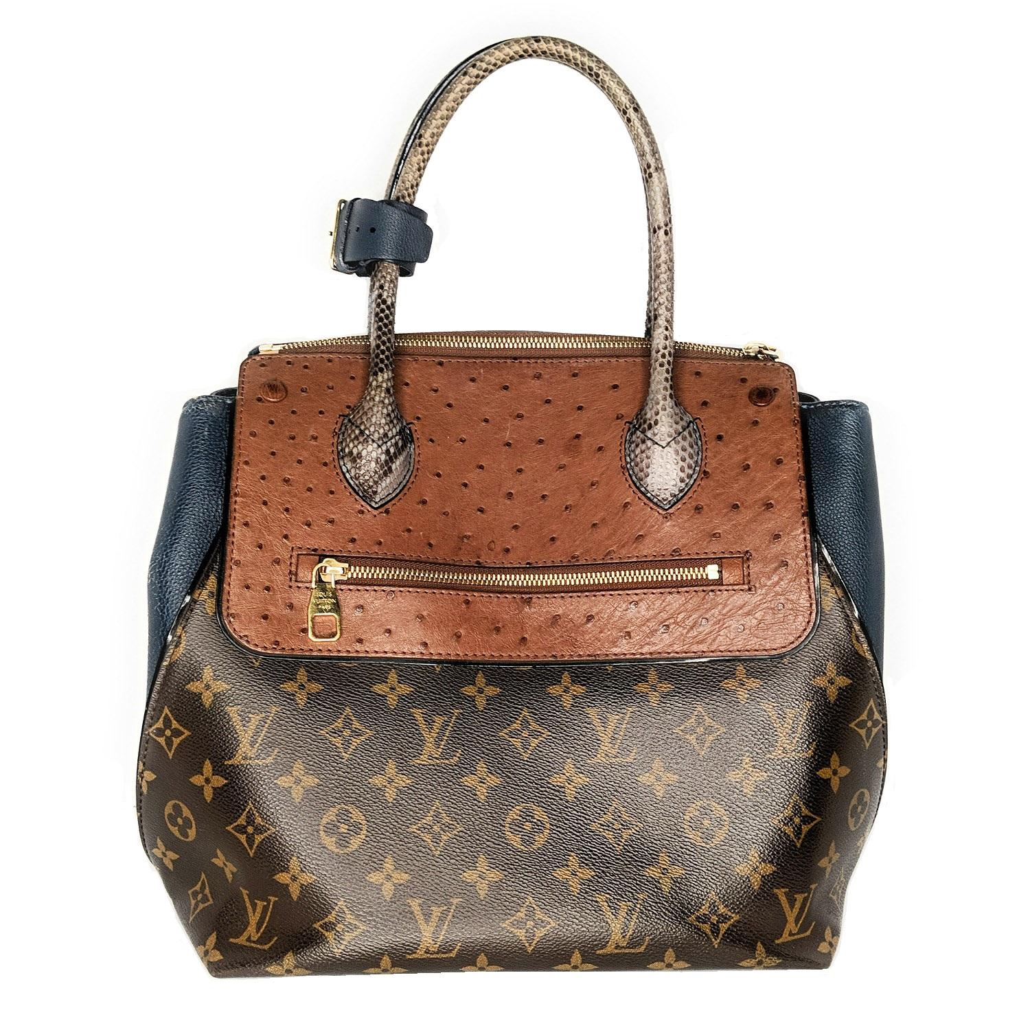 Louis Vuitton Majestuex Ostrich Python Satchel Leather Blue Tote Bag