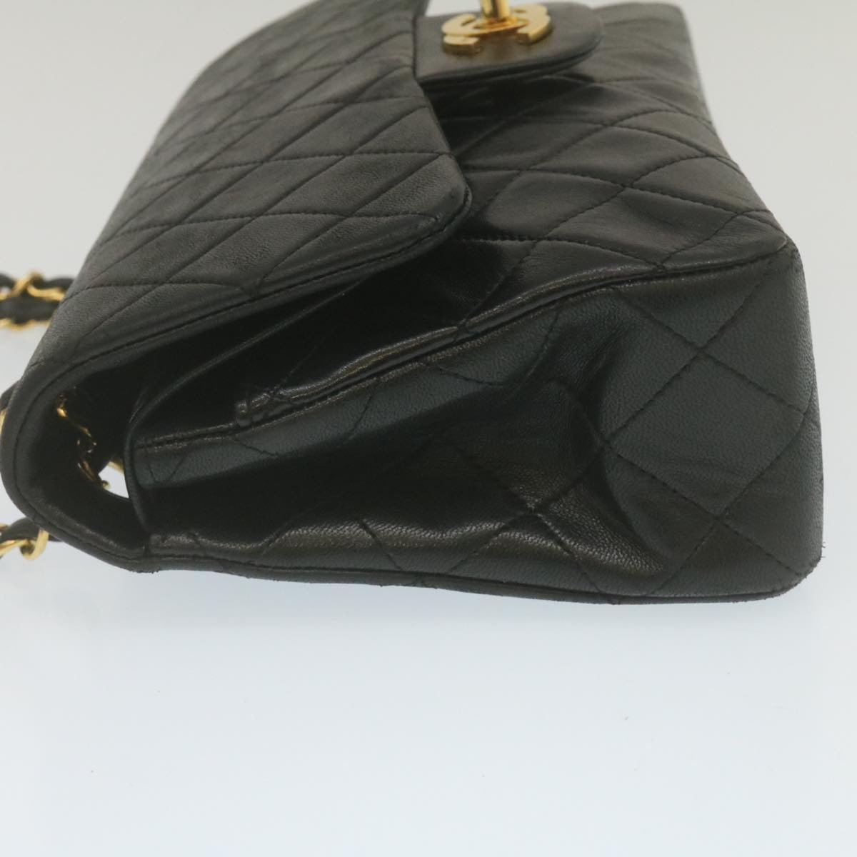 Chanel Classic Matelasse  Chain New Shoulder Bag Lamb Skin Black Auth A