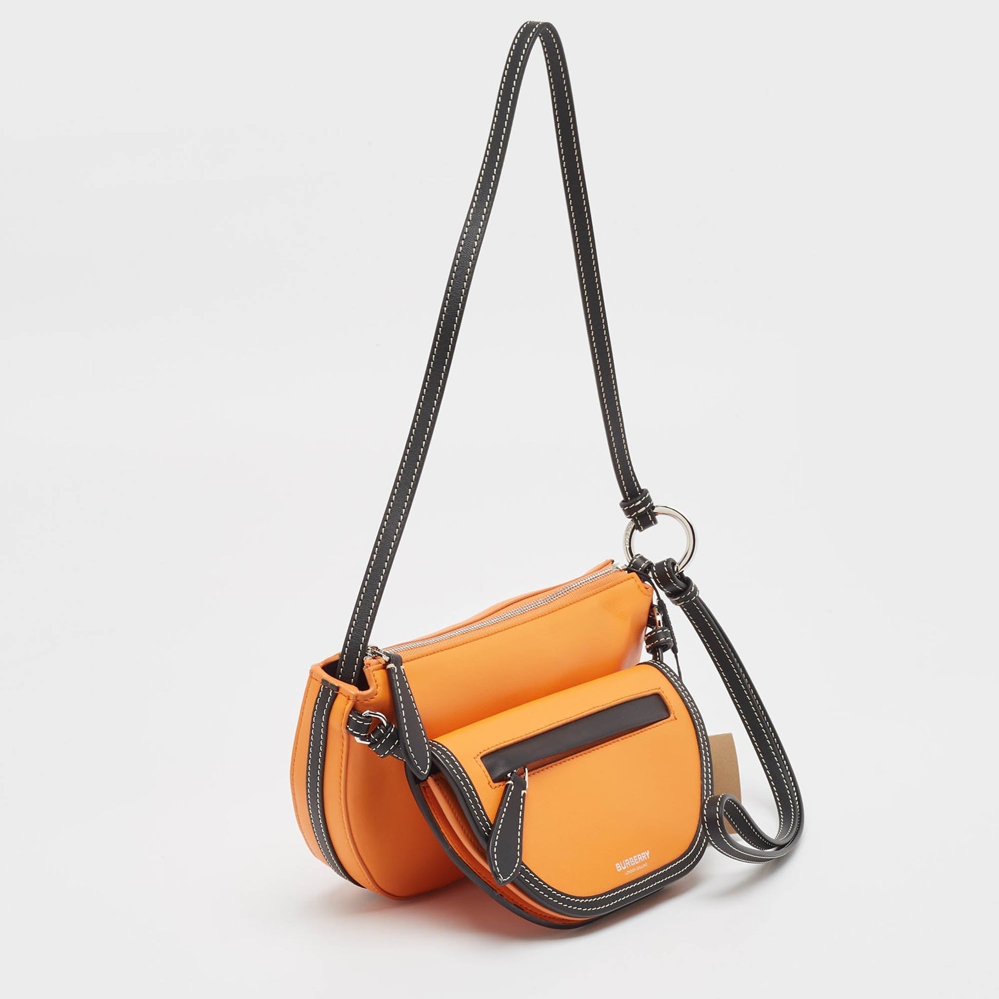 Burberry Luxury Double Olympia Bag Leather Black Orange Travel Bag Olympia Bag 1