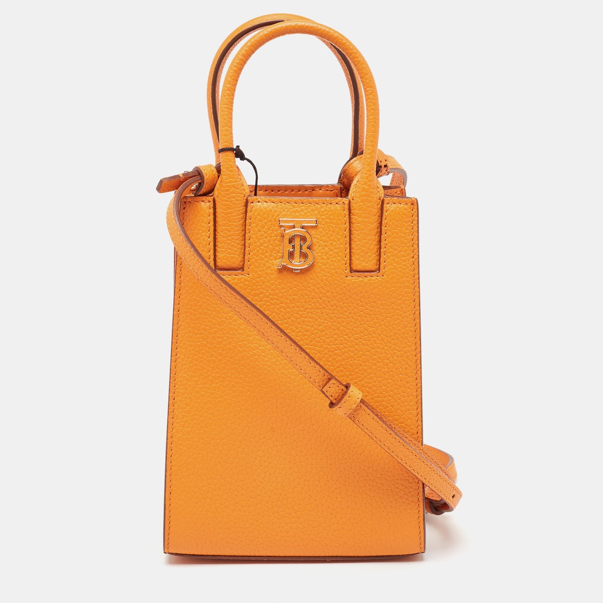 Burberry Luxury Tb Phone Crossbody Bag Leather Orange Logo