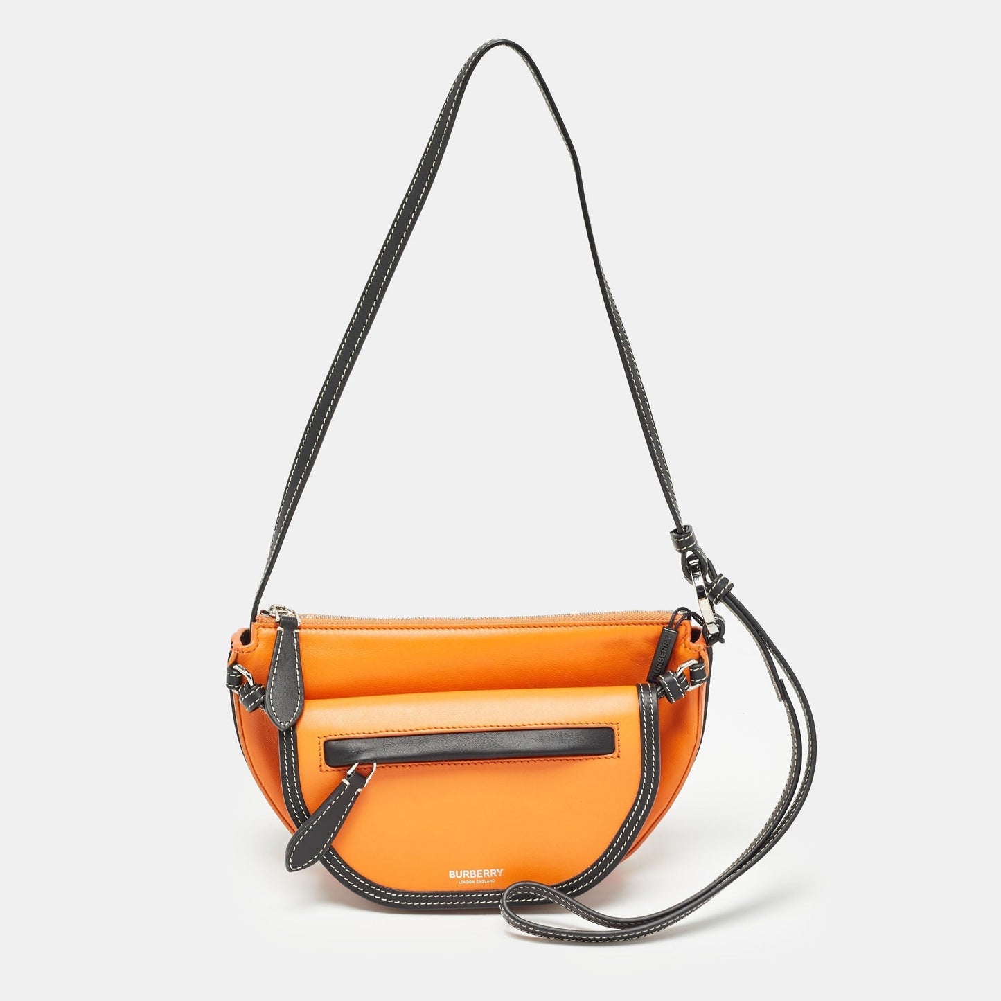 Burberry Luxury Double Olympia Bag Leather Black Orange Travel Bag