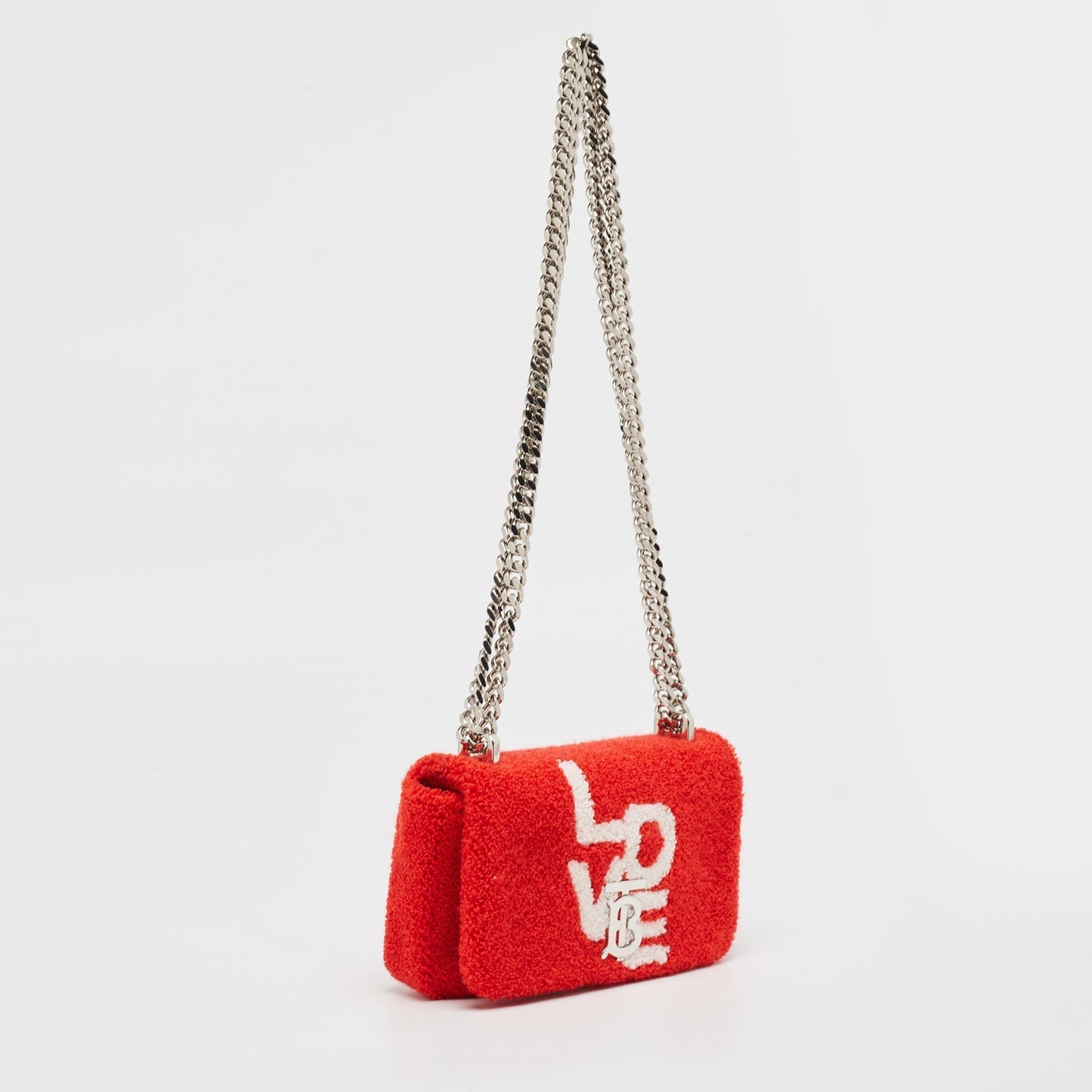 Burberry Luxury Terry Fabric Love Lola Shoulder Bag Red Mini