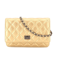 CHANEL 2.55 Chain Long Wallet on Chain Leather Gold Purse 90202074