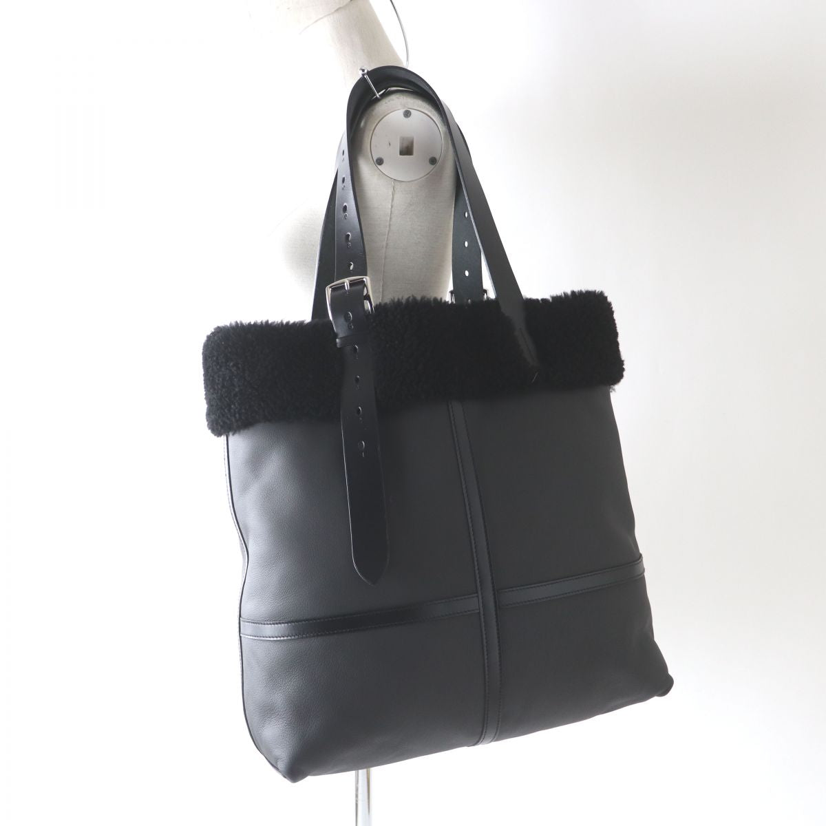 Hermes Tote Bag Taurillon Clemence Cristobal Black