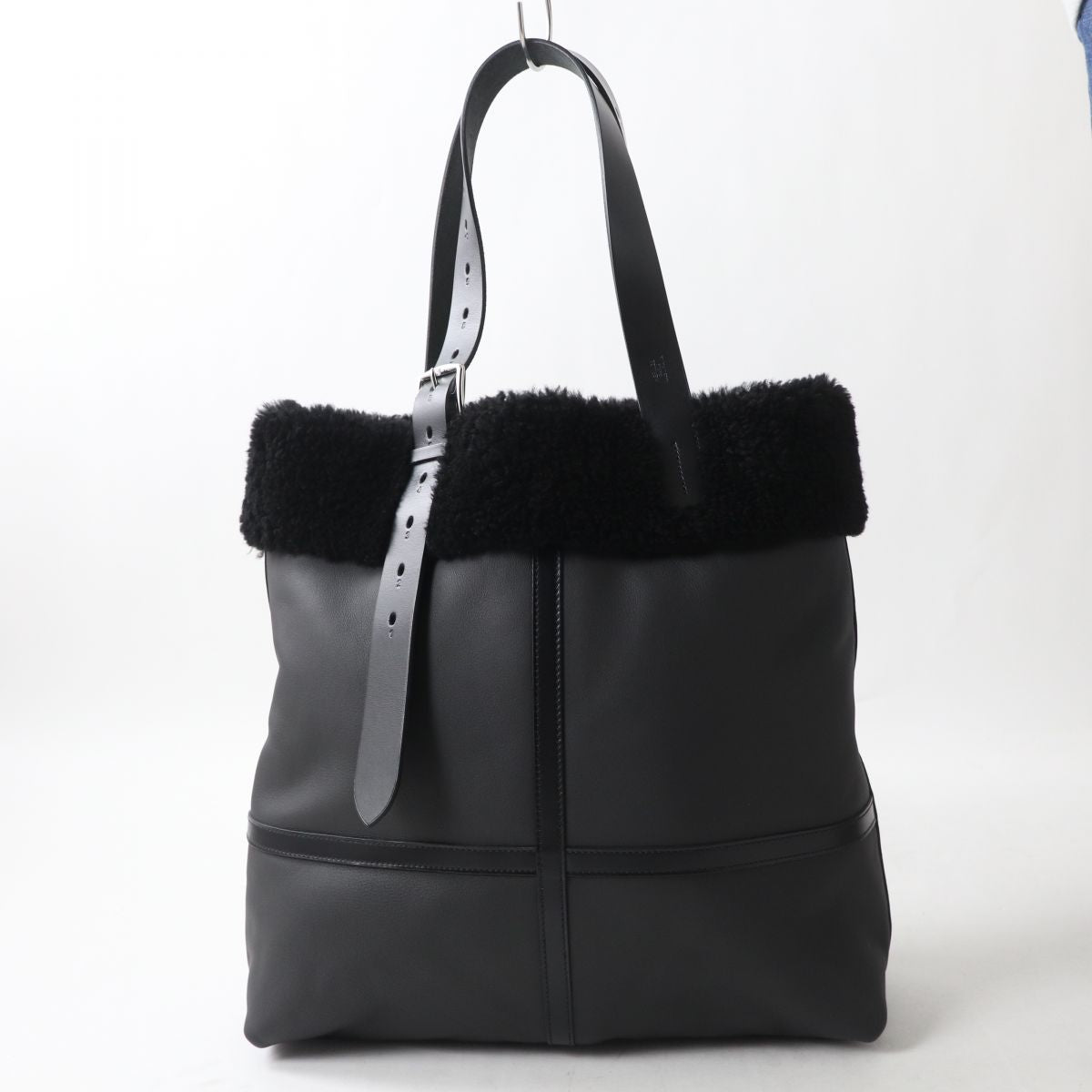 Hermes Tote Bag Taurillon Clemence Cristobal Black