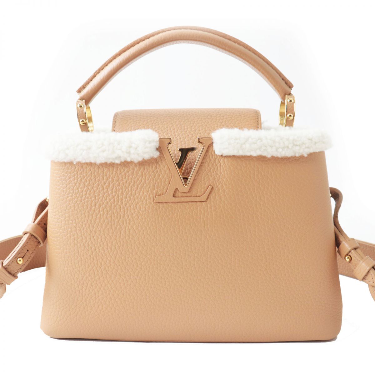 Louis Vuitton M59267 Taurillon Clemence Capusine BB Leather Beige Hat