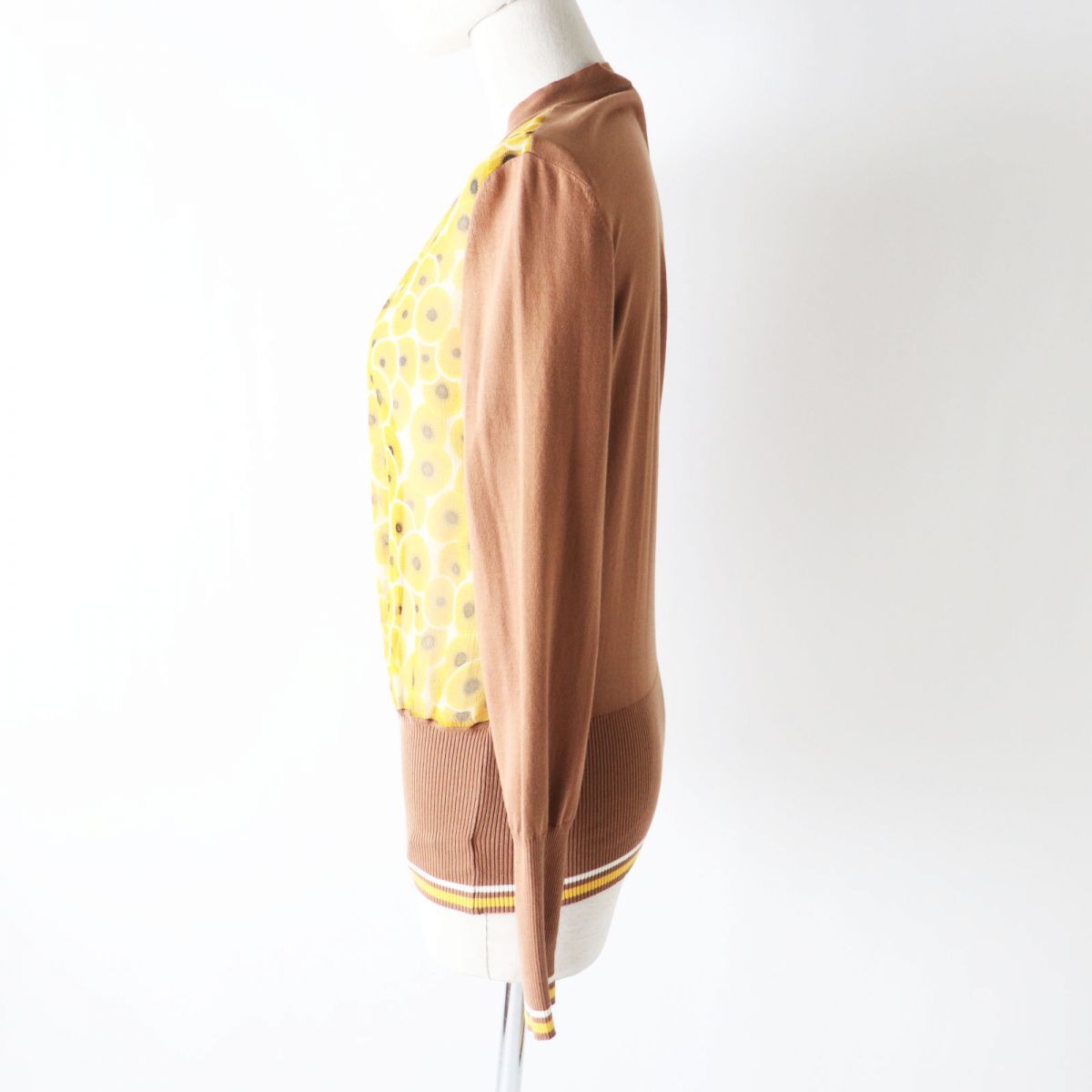 Cardigan Part: Silk, Part: Cotton X Yellow Brown Travel Bag