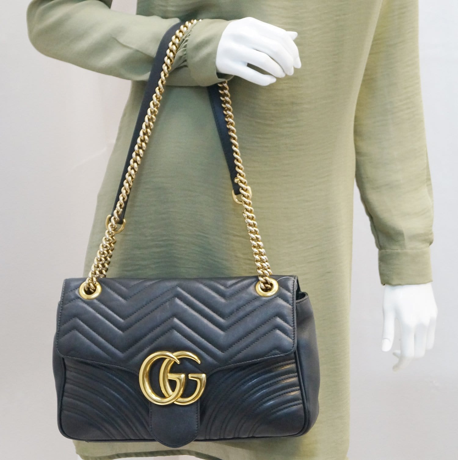 Gucci Marmont Shoulder Bag Leather Matelasse 443496 Dd6426