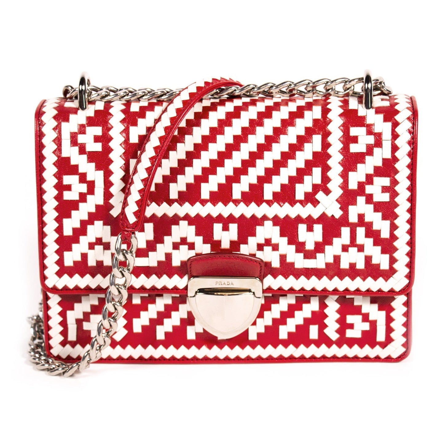 Prada Madras Pattern Shoulder Bag Woven