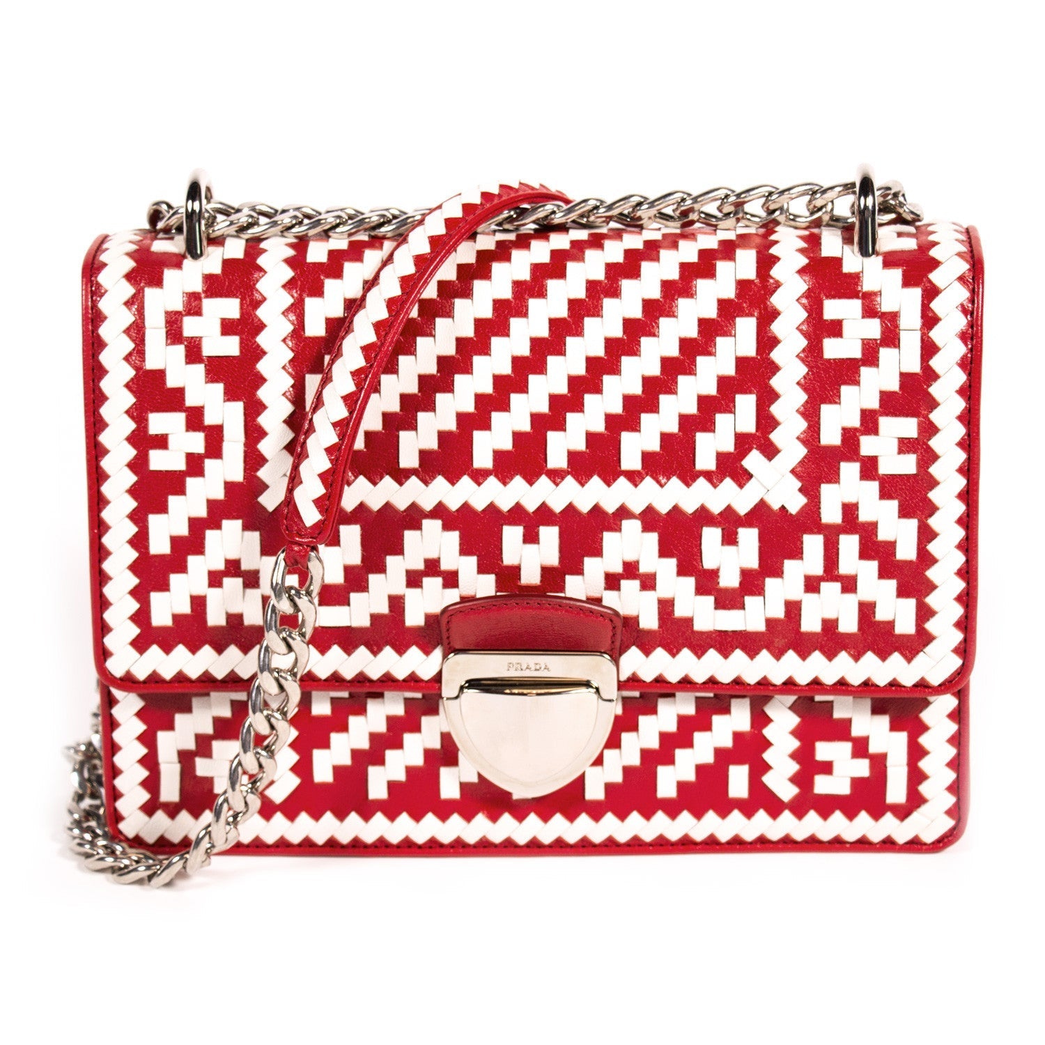 Prada Madras Pattern Shoulder Bag Woven