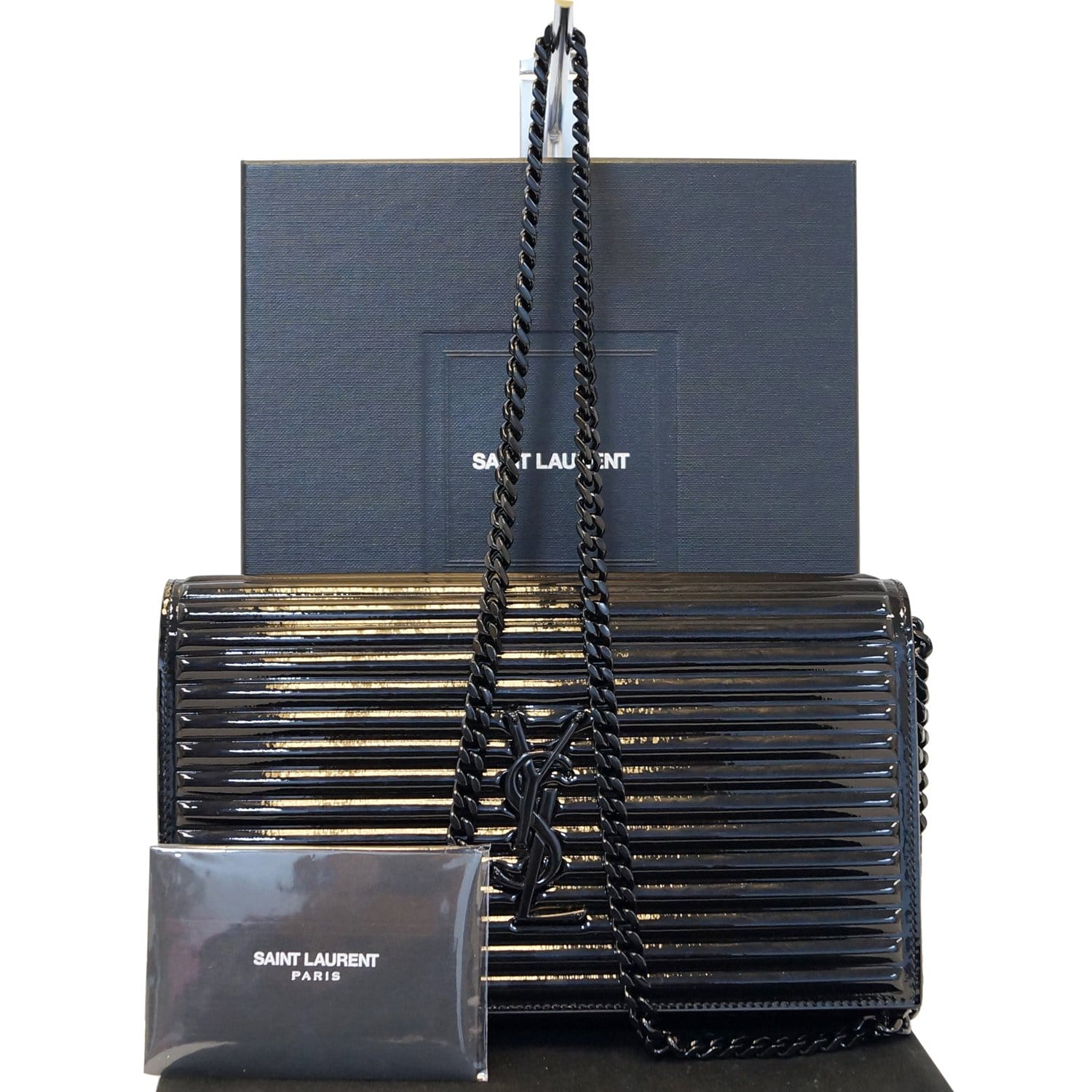 YSL Saint Laurent Saint Opium Wallet Crossbody Bag Black Chain