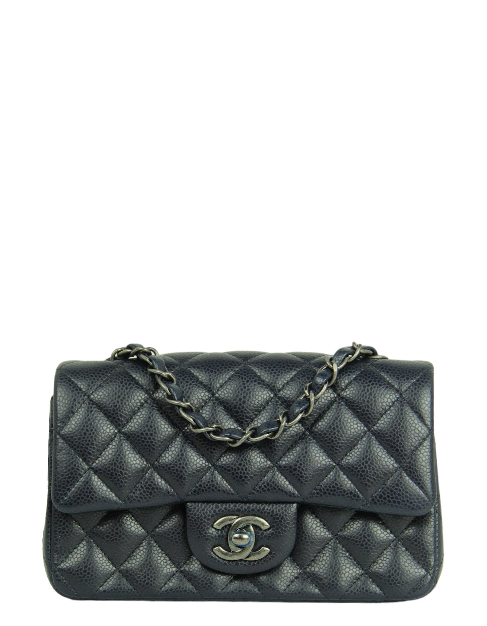 Chanel Dark Navy Caviar Rectangular Mini Flap Bag