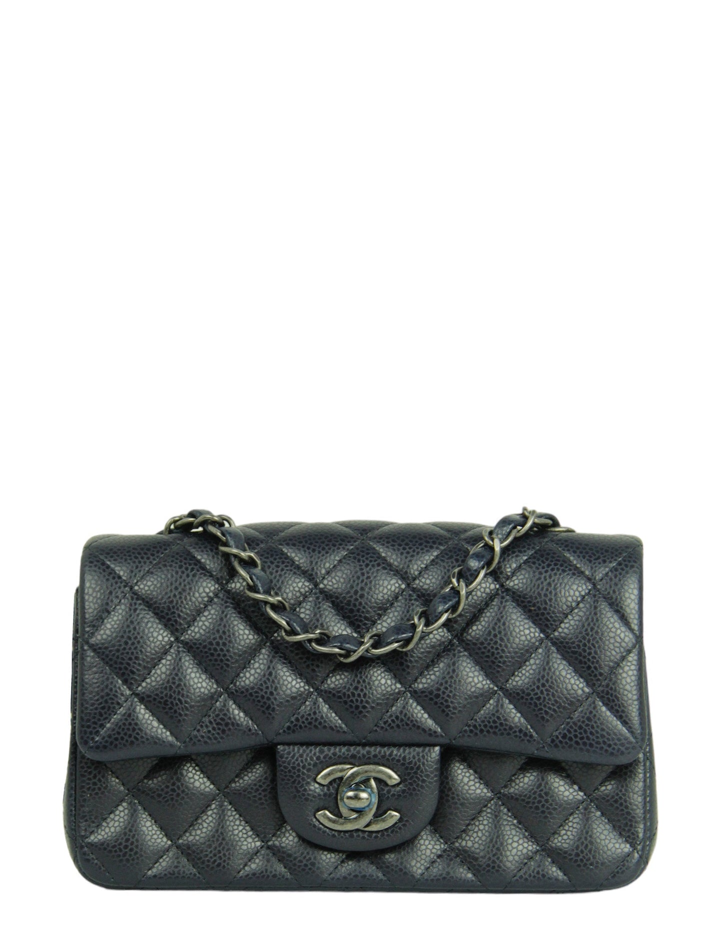Chanel Dark Navy Caviar Rectangular Mini Flap Handbag