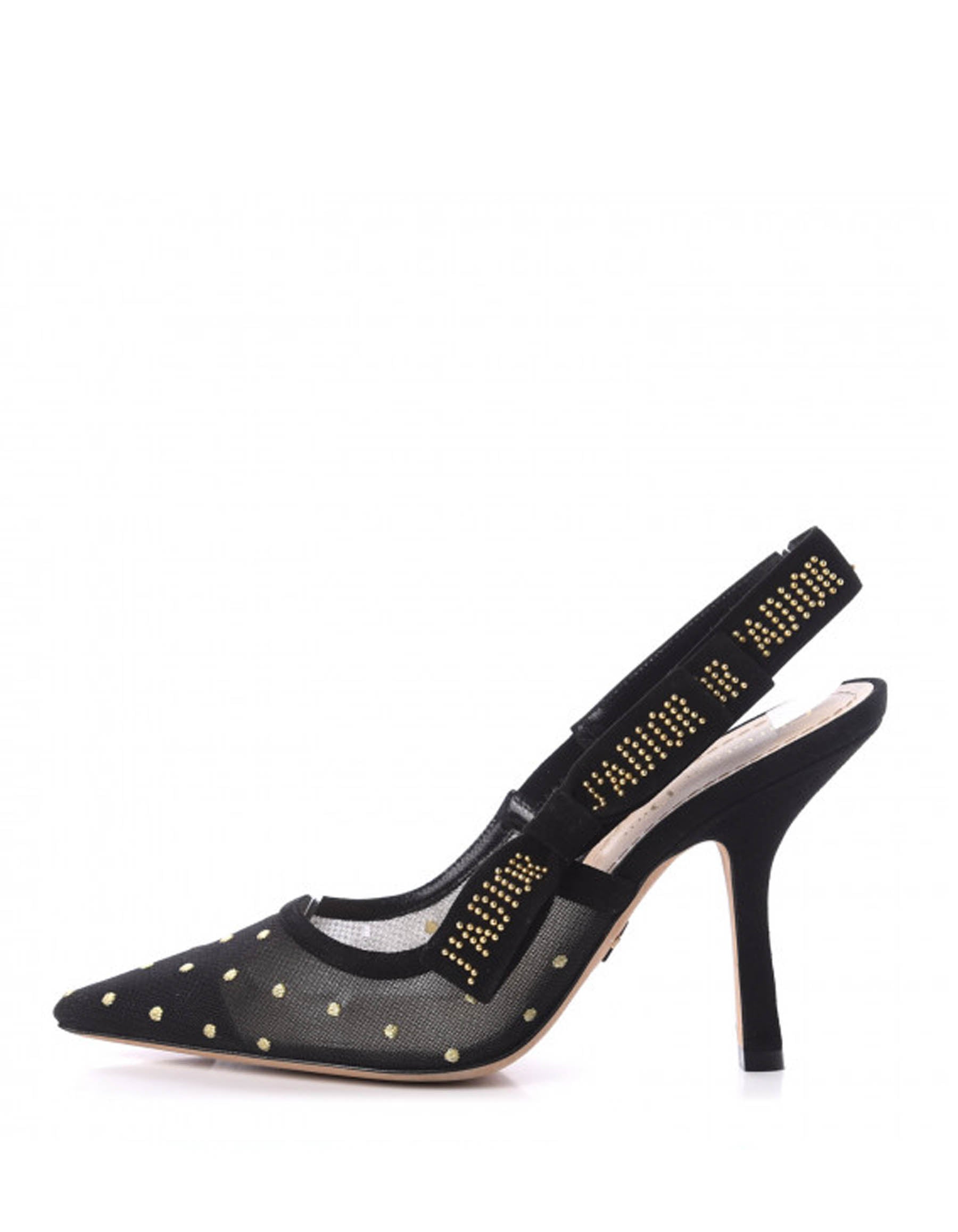 Dior Sling Bag Christian Plumetis Mesh Stud J'A Slingback Black Gold Shoes