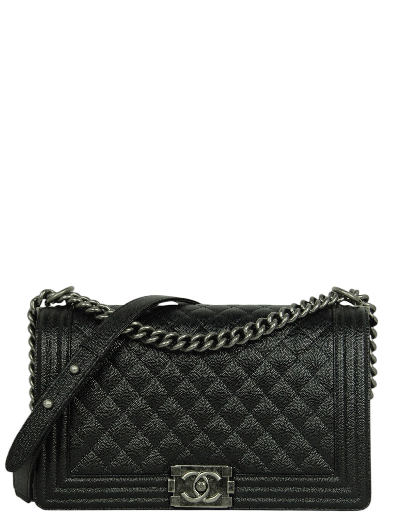 Chanel Black/Ruthenium New Medium Boy Bag