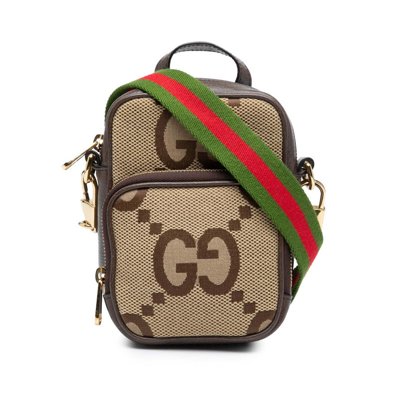 Gucci Jumbo 2Way Handbag Leather Canvas Travel Bag