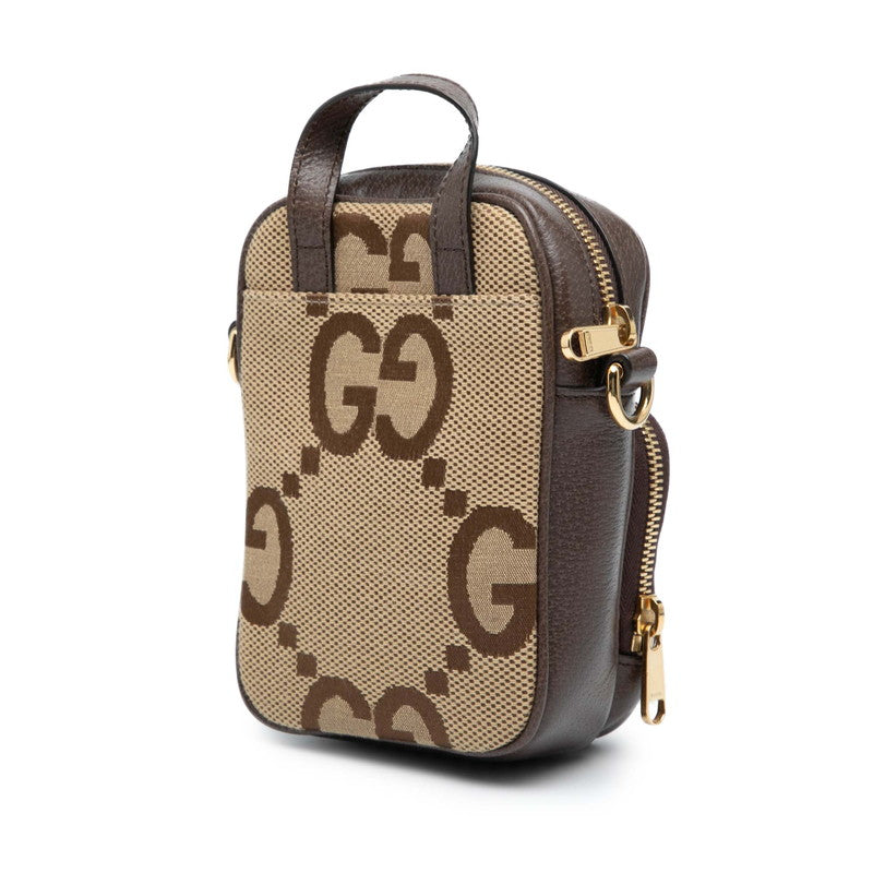 Gucci Jumbo 2Way Handbag Leather Canvas Travel Bag