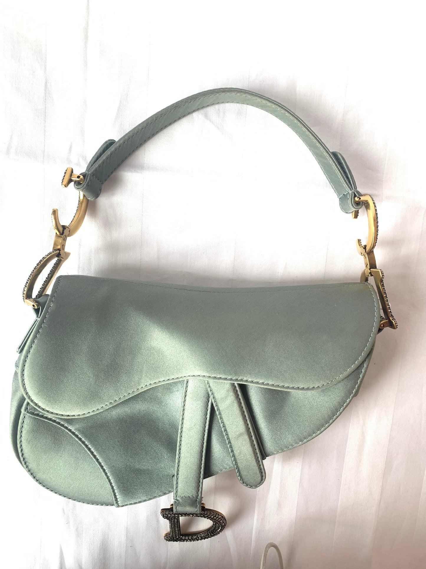 Dior Saddle Silk Grey With Crystals Handbag Mini Travel Bag