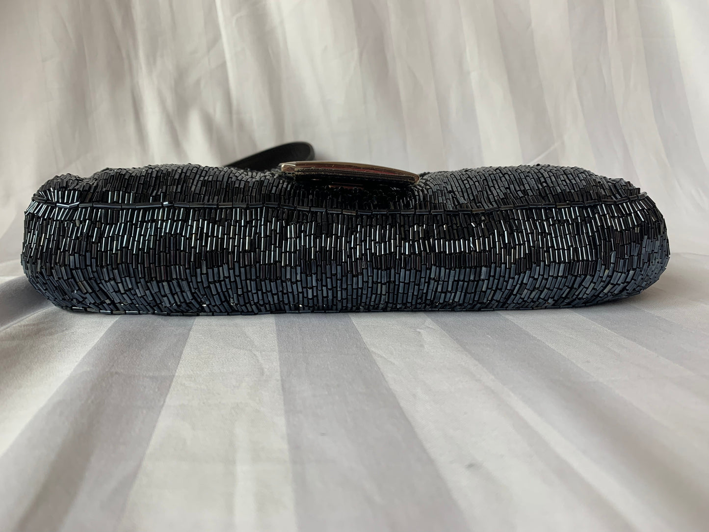 Fendi Baguette Waterfall Glitter Handbag Black Shoulder Bag