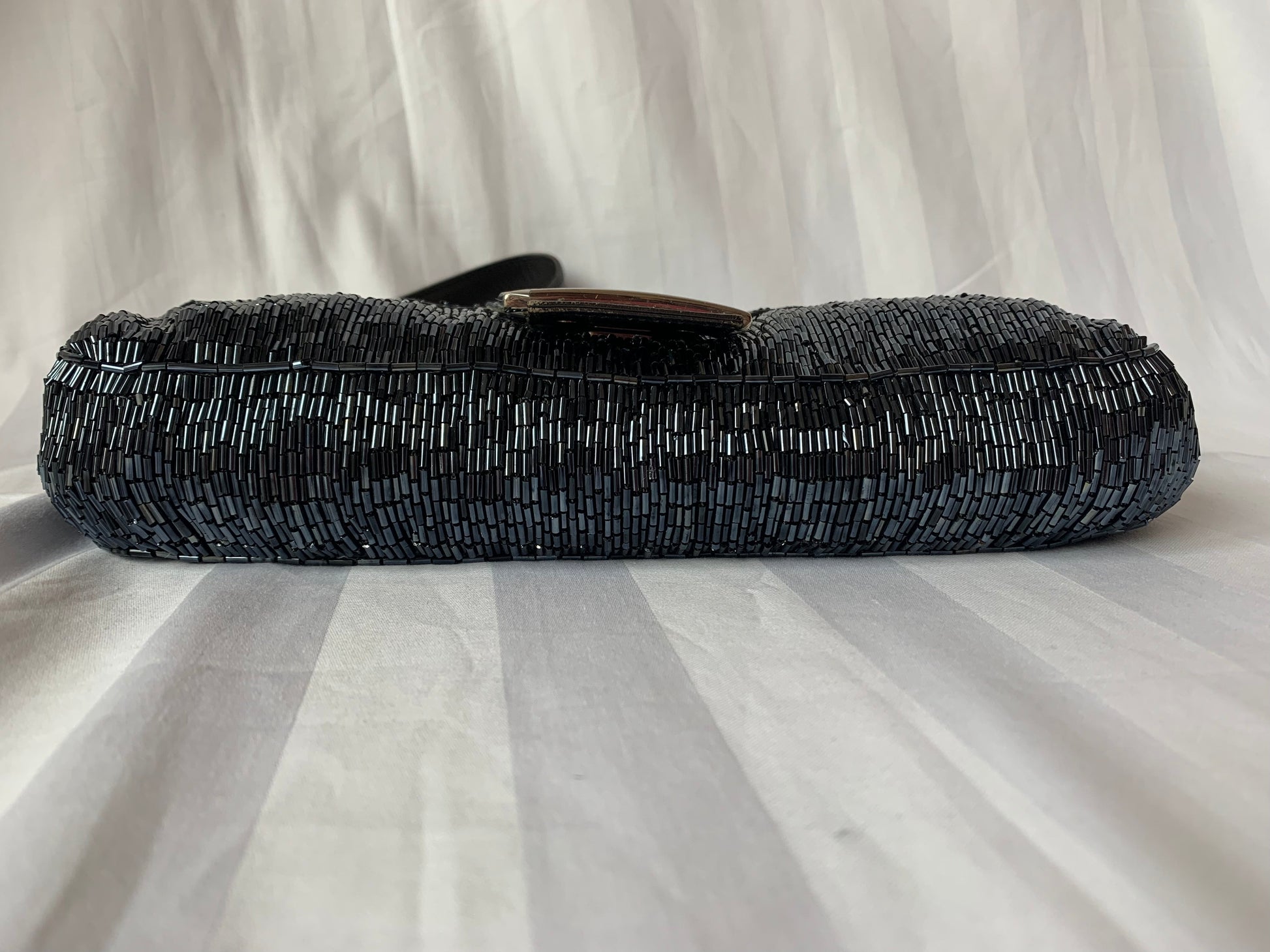 Fendi Baguette Waterfall Glitter Handbag Black Shoulder Bag