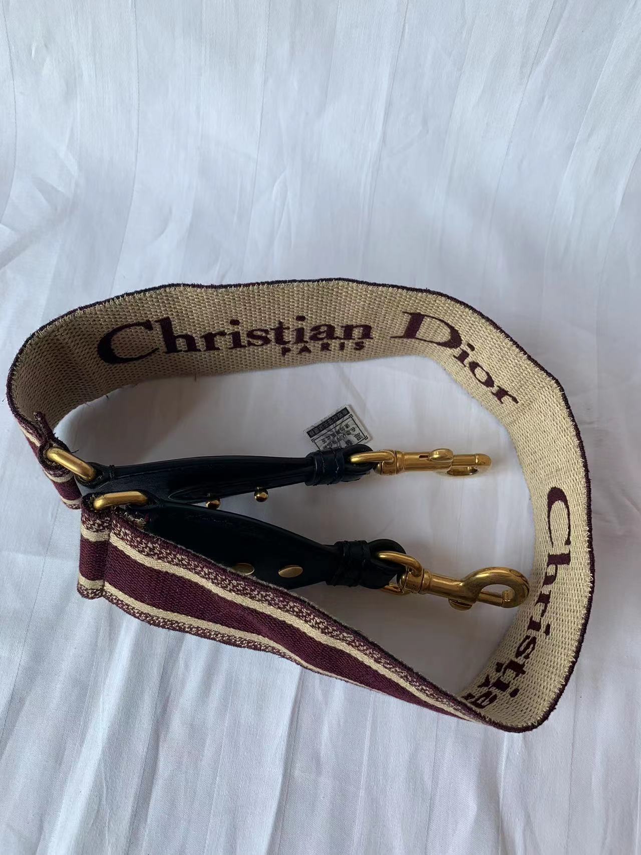 Dior Strap And With Logo Embroidery Handbag Canvas Beige Travel Bag