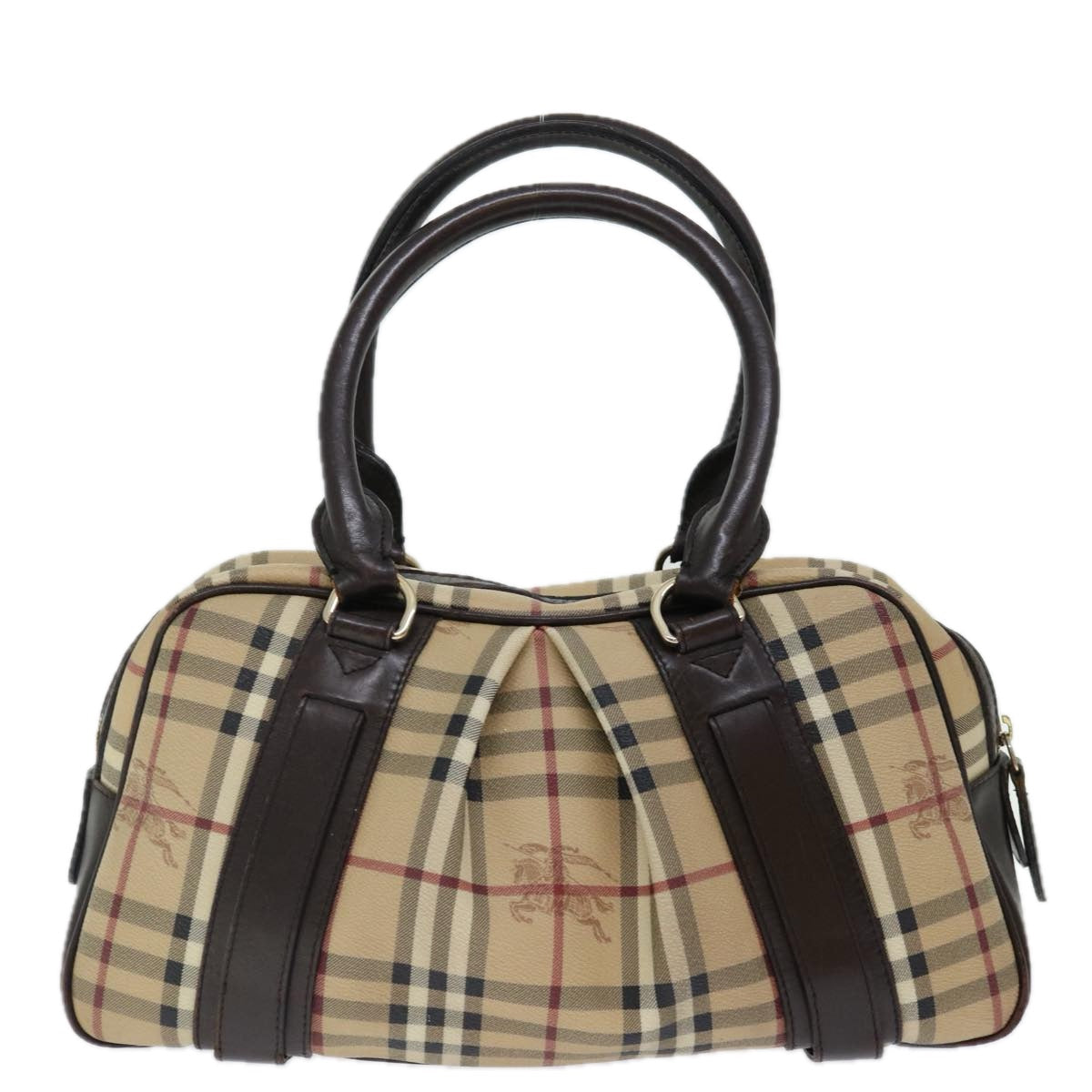 Burberry Luxury Nova Check Hand Bag Pvc Auth Mr098 Beige Travel Bag