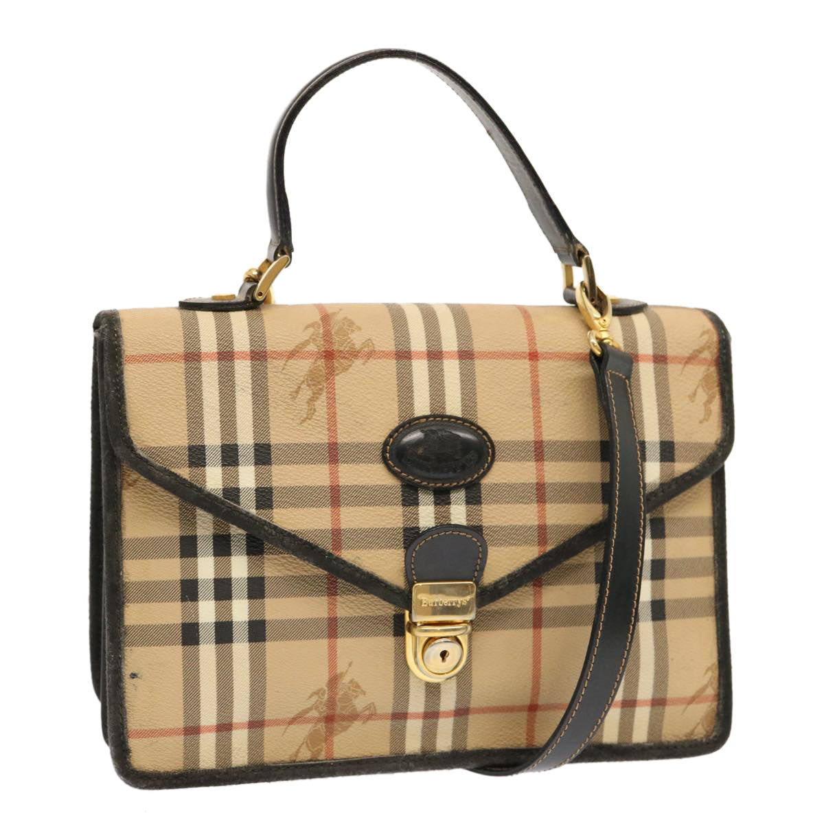 Burberry Luxury ss Nova Check Hand Bag Pvc 2Way Beige Travel Bag Beige Auth Mr100