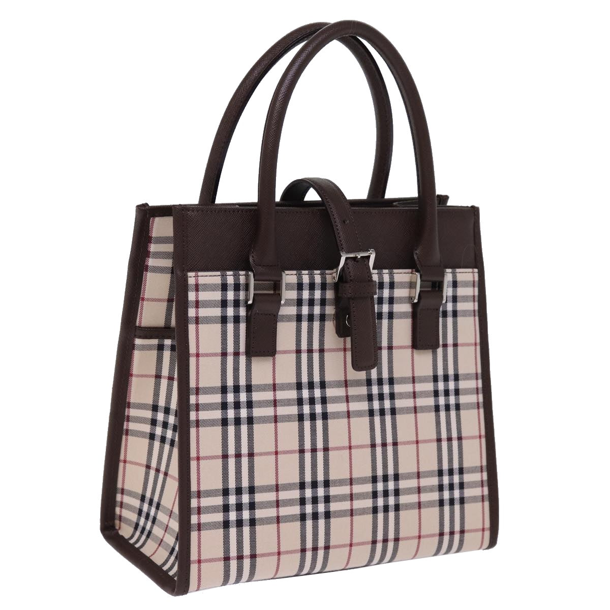 Burberry Luxury Nova Check Hand Bag Auth Mr245 Canvas Nylon Beige Travel Bag