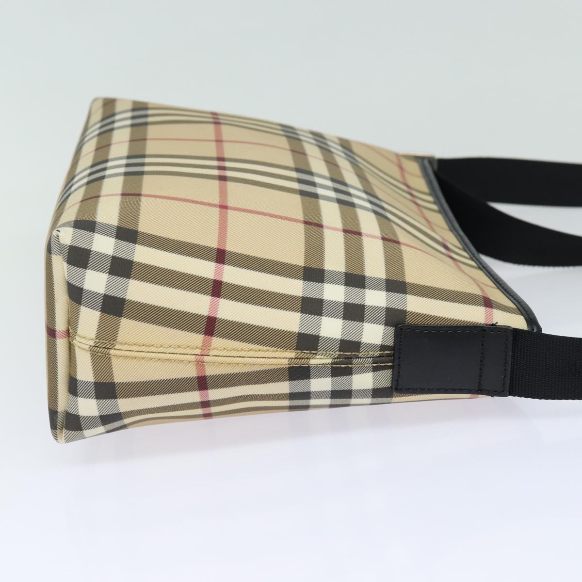 Burberry Luxury Nova Check Shoulder Bag Pvc Auth Mr252 Leather Beige