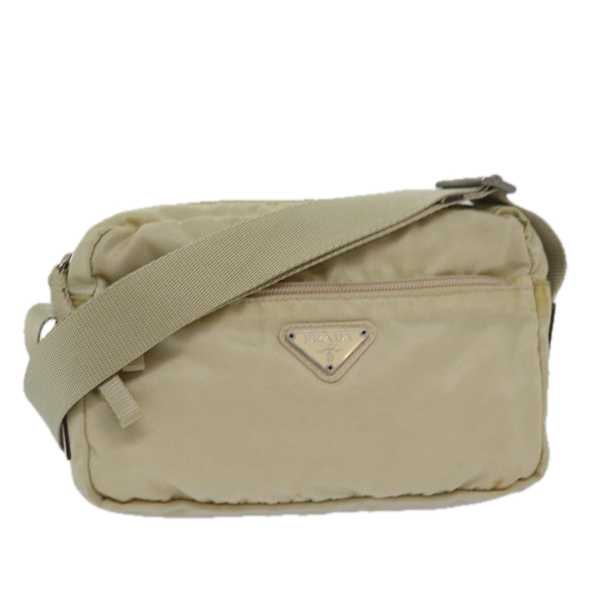Prada Shoulder Bag Auth Nylon Beige Beige Auth Mr283