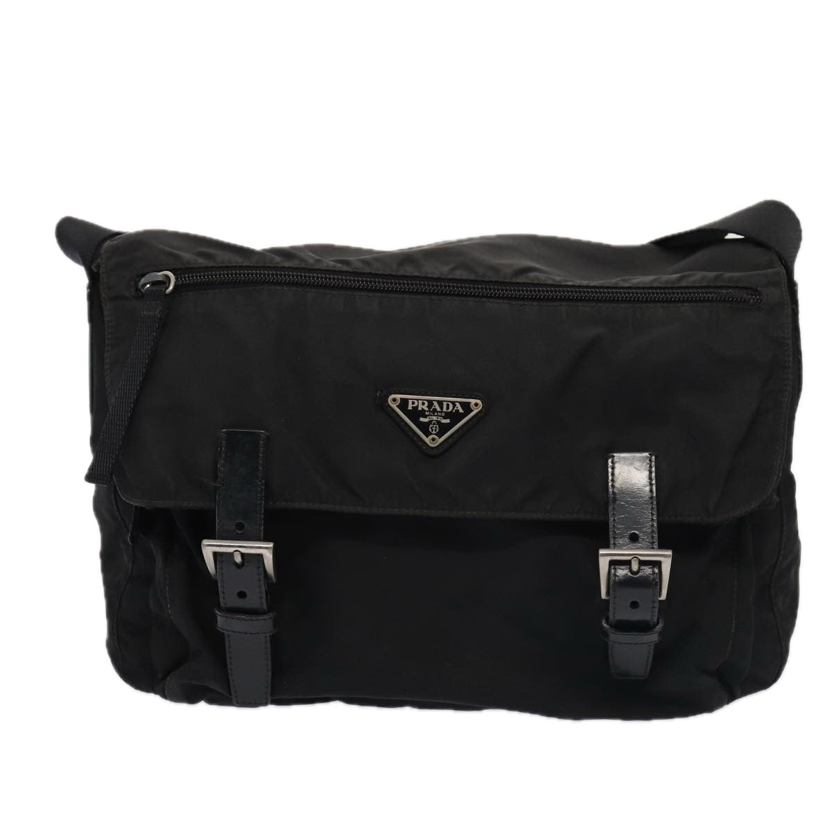 Prada Shoulder Bag Auth Nylon Black Black Auth Mr349