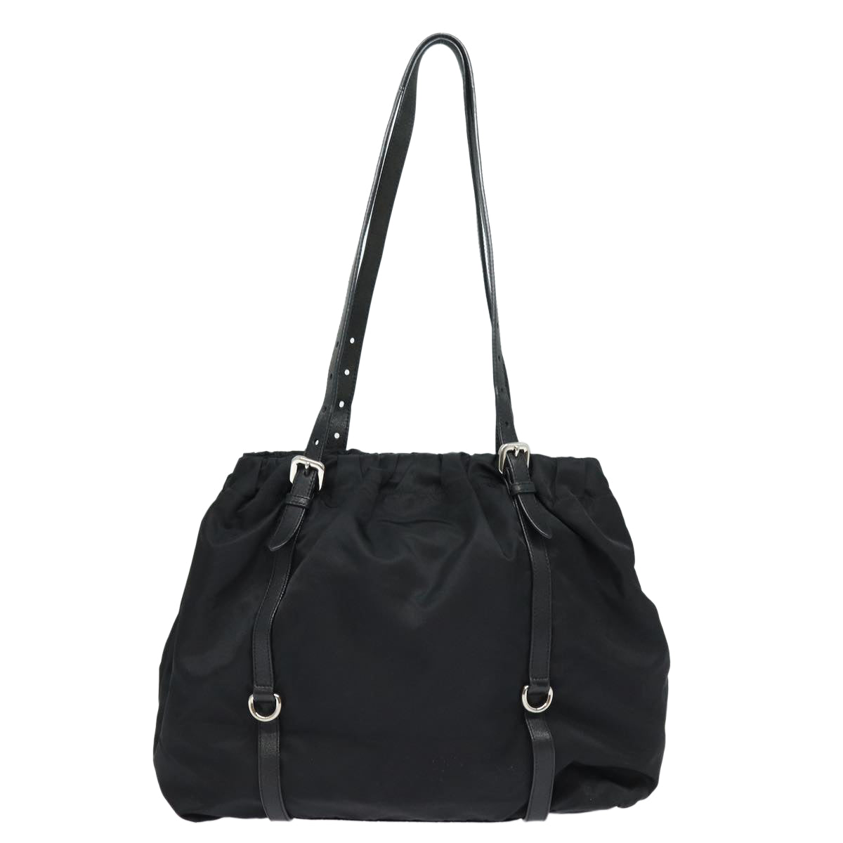 Prada Ribbon Tote Bag Auth Nylon Black