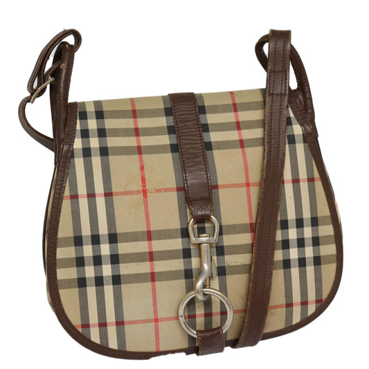 Burberry Luxury ss Nova Check Shoulder Bag Auth Leather Canvas Brown