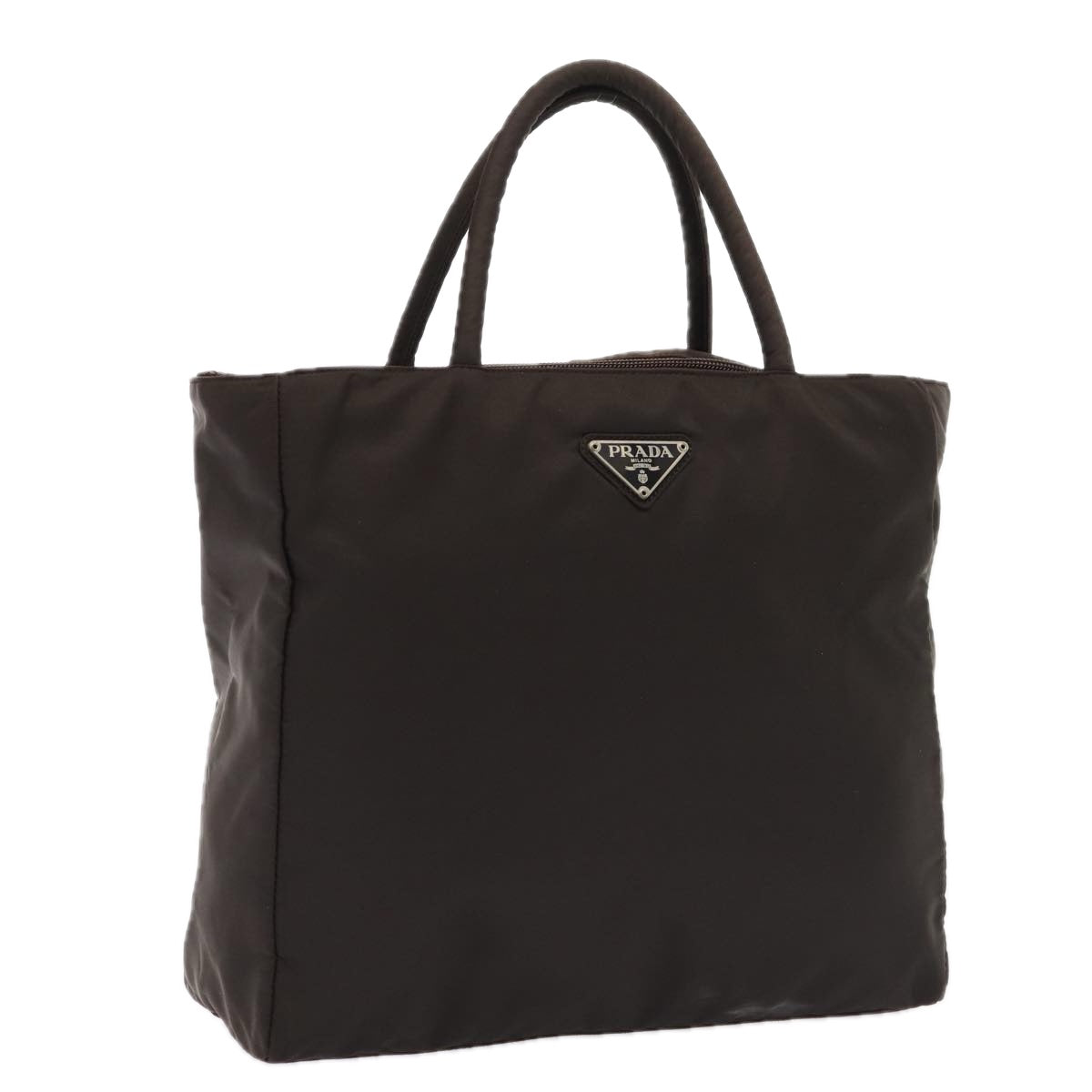 Prada Hand Bag Auth Nylon Brown Travel Bag