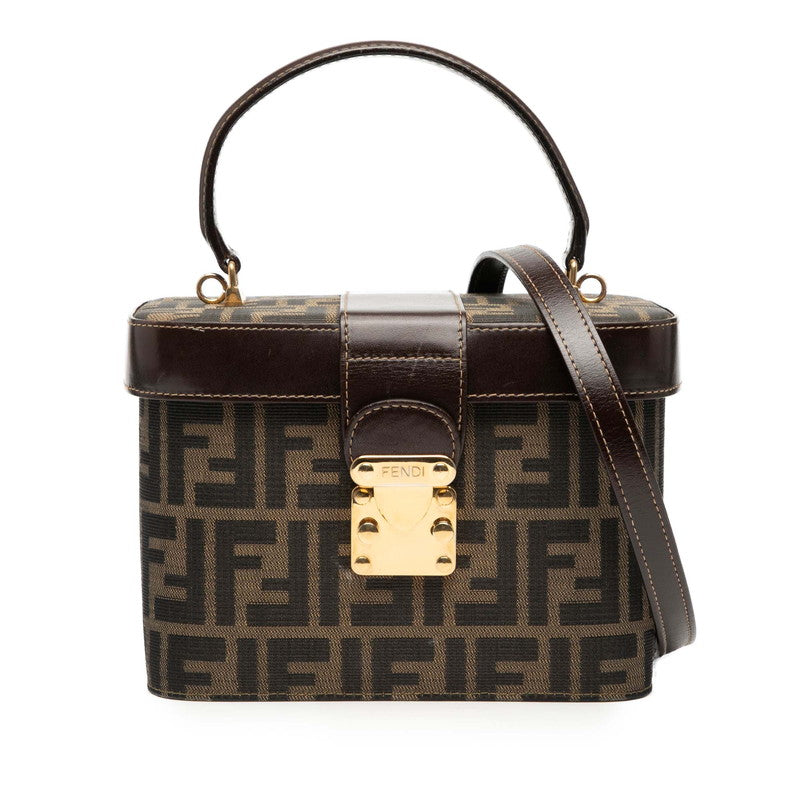 Fendi Zucca 2Way Shoulder Bag Leather Canvas