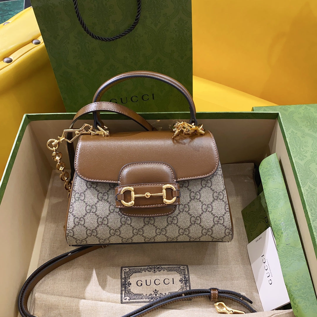gg Horsebit , ’s 8.7in Brown Mini Bag