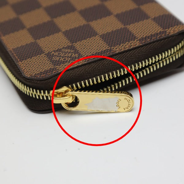 Louis Vuitton Long Purse N41661 Damier Zip Canvas Brown Wallet Case 3