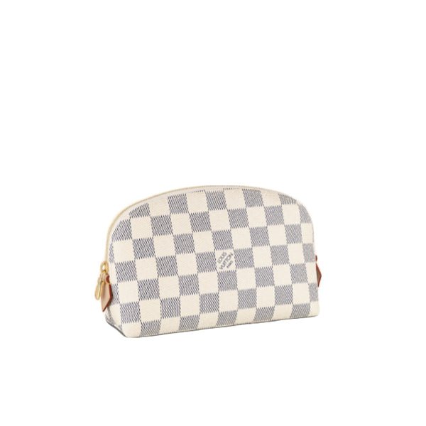 Louis Vuitton Pouch N60024 Damier Azur Pochette Leather Canvas White Clutch Bag