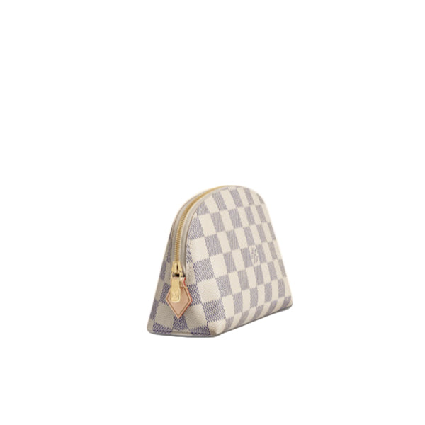 Louis Vuitton Pouch N60024 Damier Azur Pochette Leather Canvas White Clutch Bag