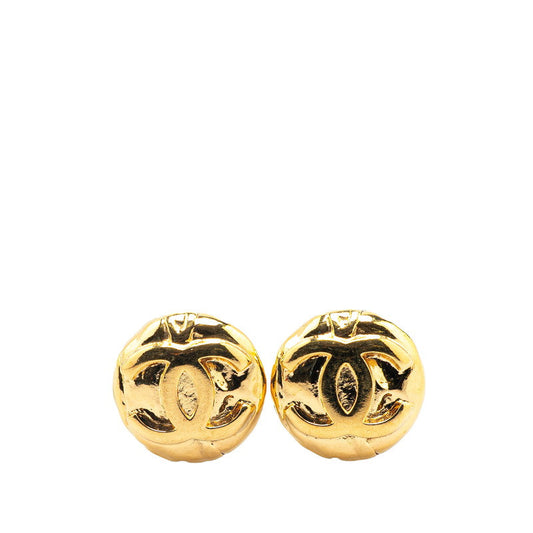 Chanel Gold Plated Coco Mark Earrings 97P