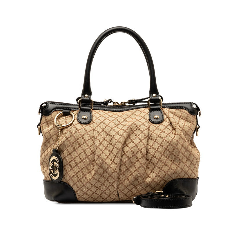 Gucci Sukey Diamante 2Way Bag Leather Canvas Travel Bag 2Way Bag