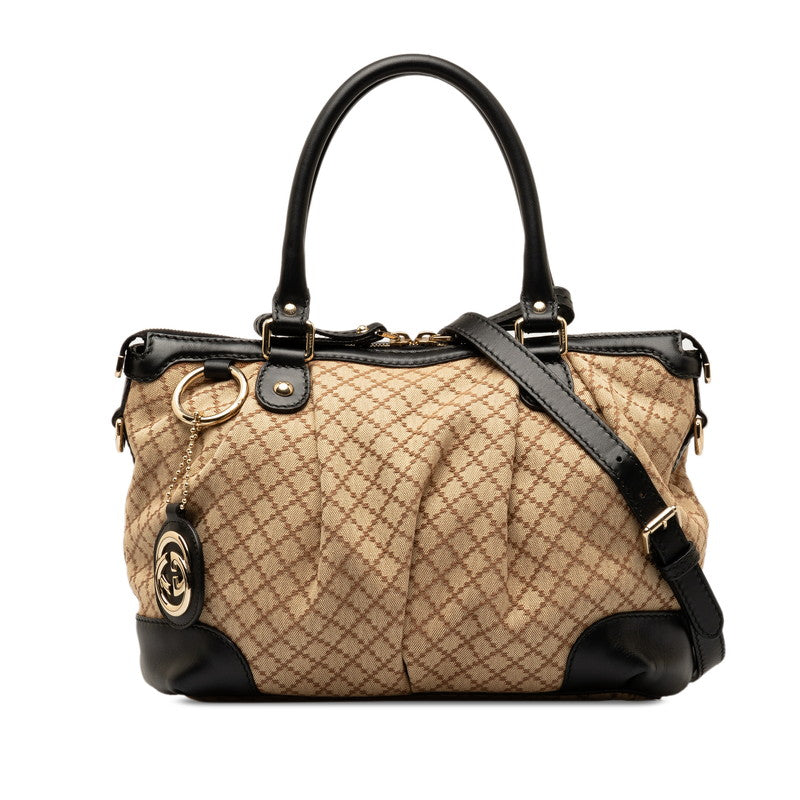 Gucci Sukey Diamante 2Way Bag Leather Canvas Travel Bag 2Way Bag